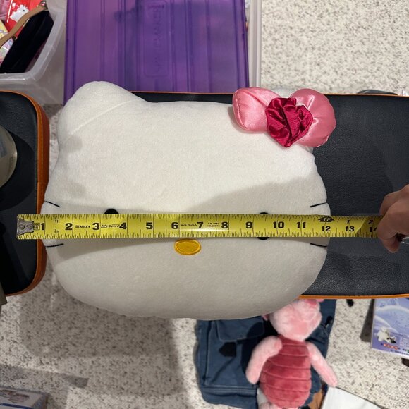 Sanrio 2000 Hello Kitty Pillow Plush Head Stuffed Black Pink Bow Soft Cushion - Picture 5 of 6